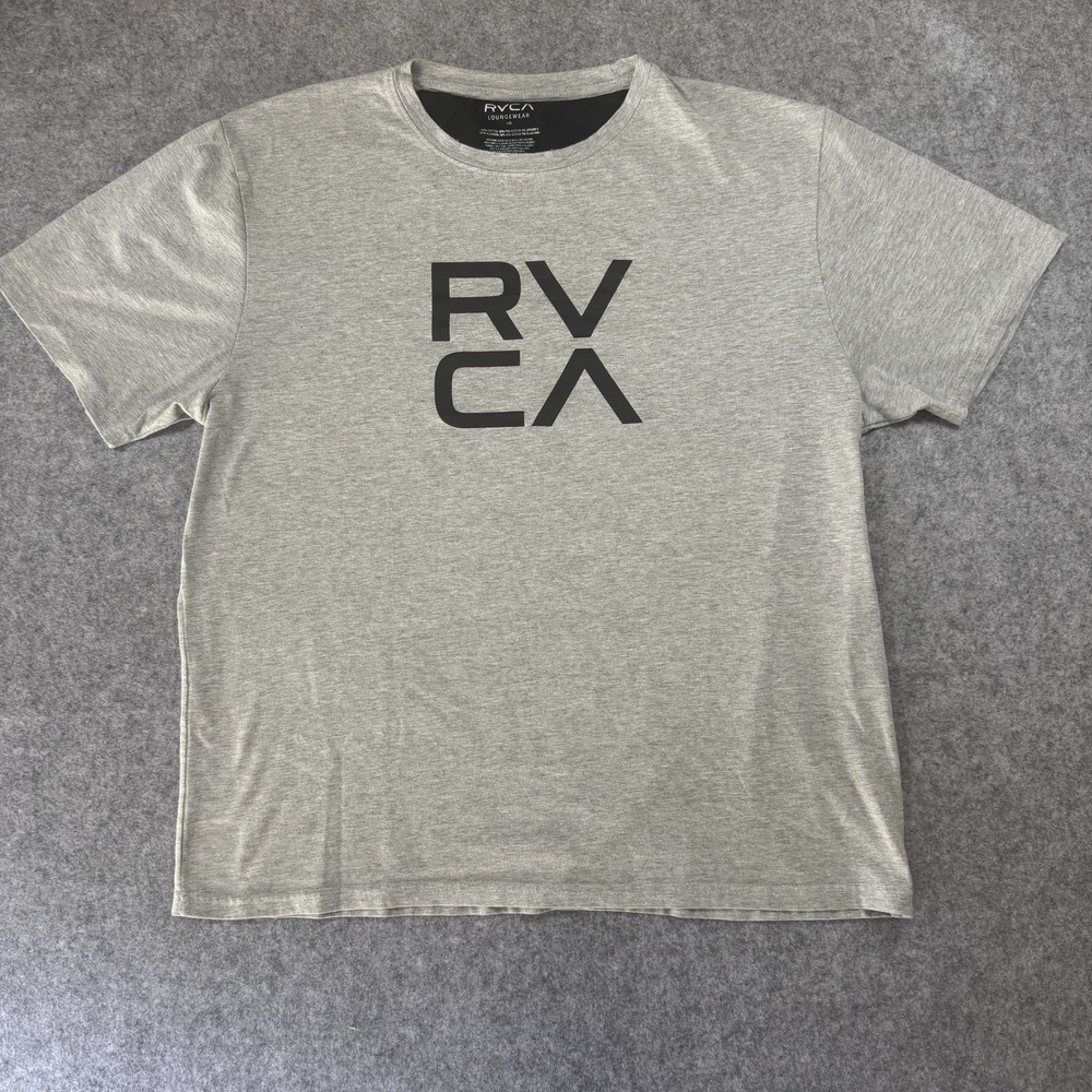 RVCA Loungewear T-Shirt Large Grey Graphic Cotton Blend Stretch
